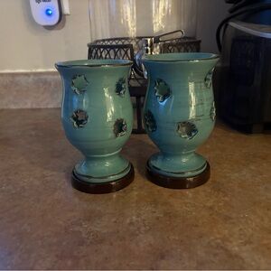 Willow House Leaf Cut Ceramic Votive Candle/Tea Light Holders